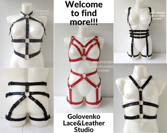 Leather Harness Set Women Lingerie Adjustable Body Suspender Chest