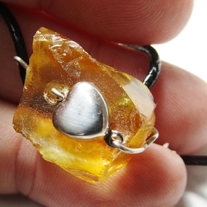 Young amber (Copal) pendant in silver