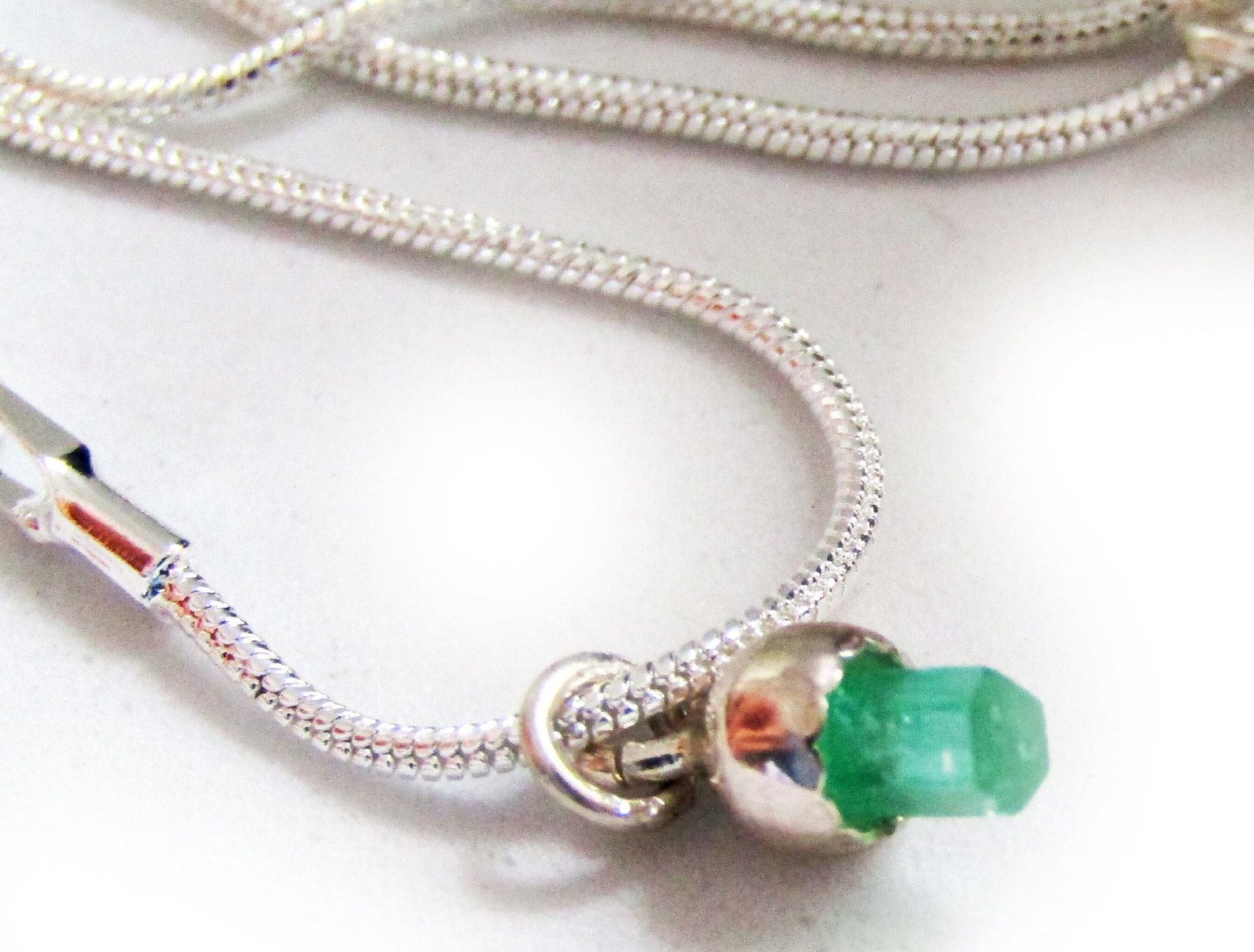 Raw Emerald Pendant hexagonal Crystal in Sterling Silver Etsy