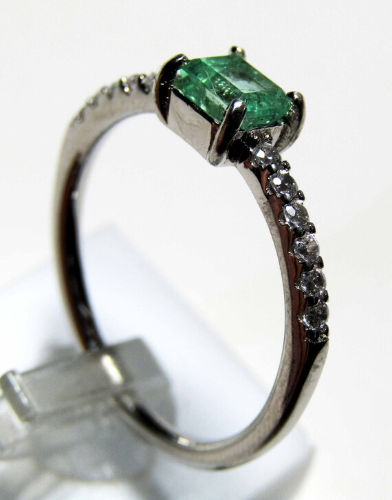 Bague En Argent Massif 925 Avec Zircons Bleu Clair - Taille 52/53 - Occasion