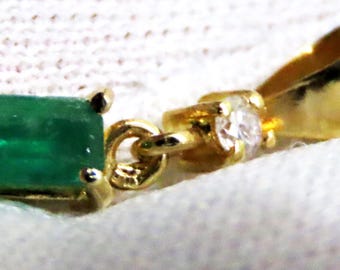 18k gold necklace with natural emerald and diamonds