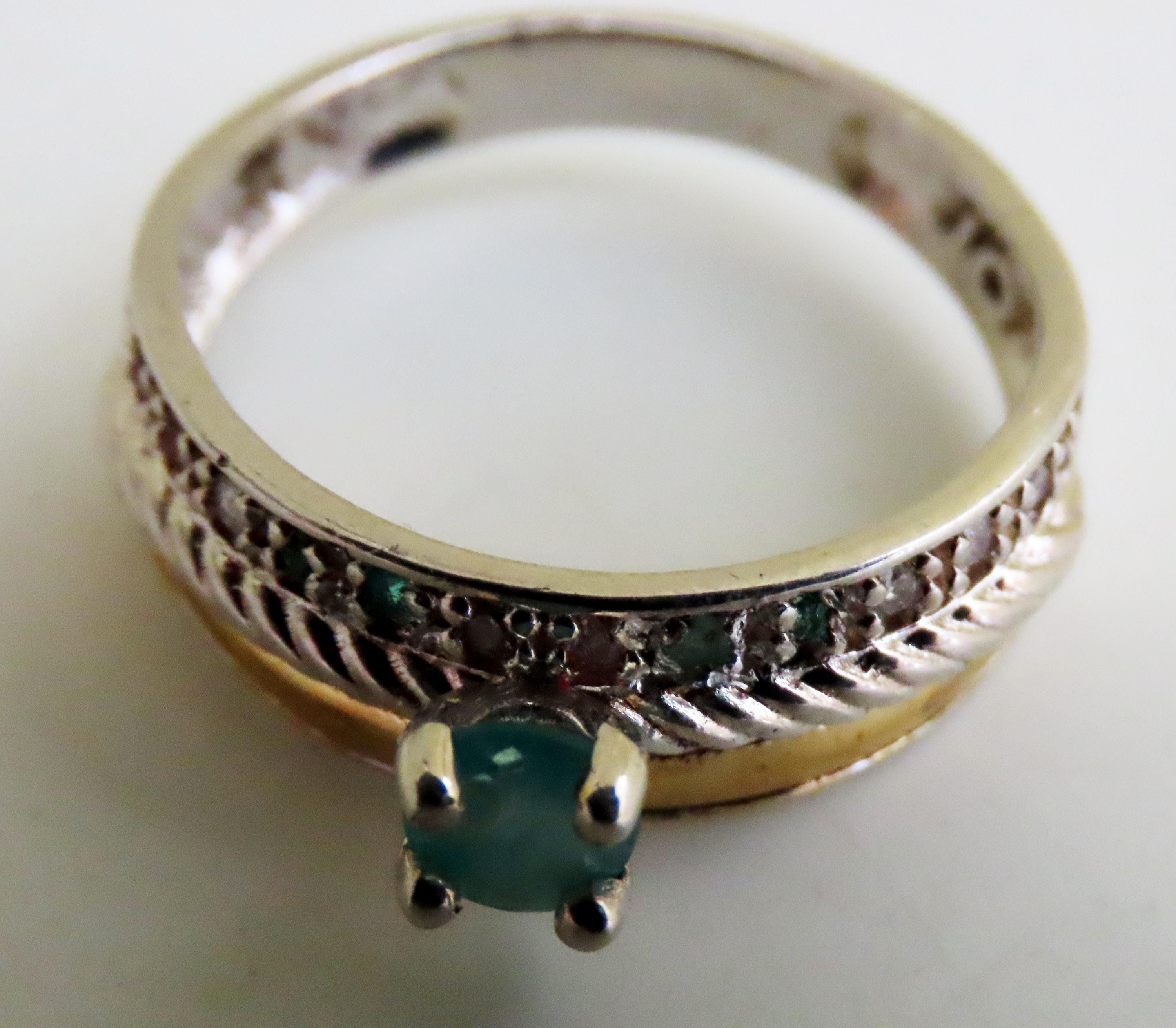 Bague Plaque Or Argent 925 - Émeraudes Et Zircons Vrais - Neuf Sans Emballage