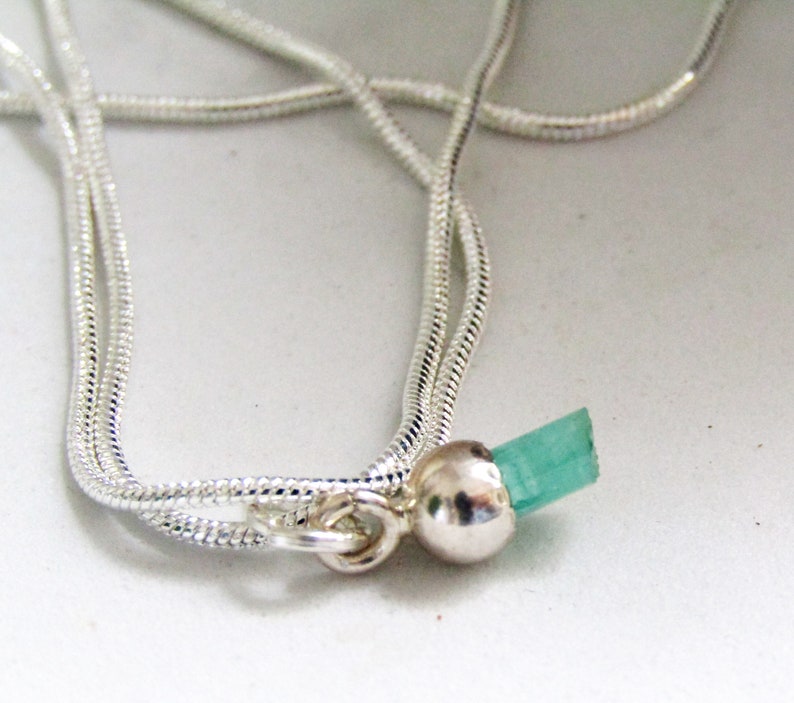Raw Emerald Pendant hexagonal Crystal in Sterling Silver Etsy