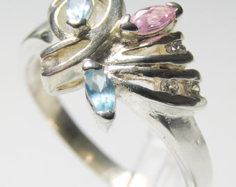 925 silver ring with colored zircons