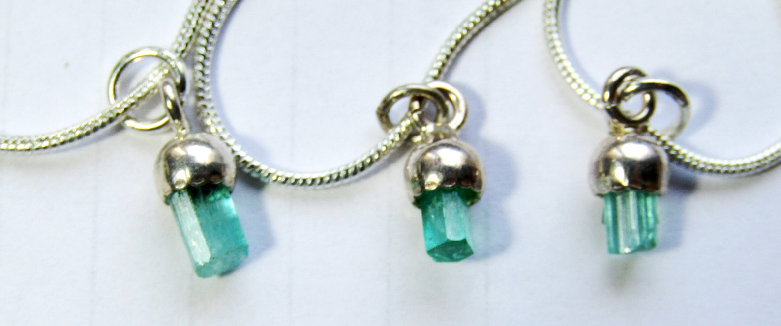 Raw Emerald Pendant hexagonal Crystal in Sterling Silver Etsy