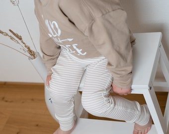 Slim Harem Pants - Ripp Jersey - creme gestreift - Gr. 50/56 - 104/110 - Baby Hose - Kinderhose - Ripp Pants - Slim fit Hose