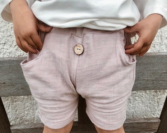 Musselin Shorts in rosa- 50/56 - 110/116 - Kinder- Baby Shorts aus Musselin - kurze Sommer Hose