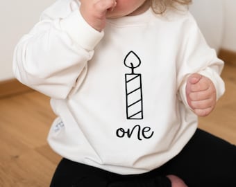 Suéter crema para primer a tercer cumpleaños - sudadera oversize - cumpleaños infantil - talla 62/68 - 110/116 - conjunto de cumpleaños - unisex
