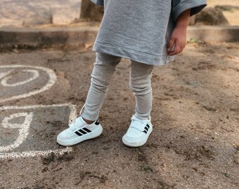 Leggings - Ripp Leggings- hellgrau meliert - Gr. 50/56 - 104/110 - Baby Leggings- Kinder Leggings - Ripp Jersey