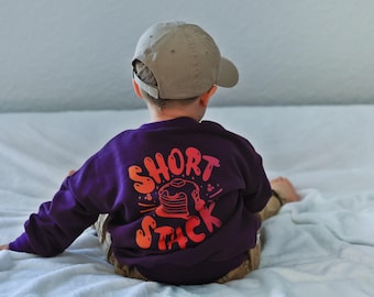 Sudadera extragrande "SHORT STACK" Pancakes | Tallas 62/68 - 122/128 | Suéter | color morado | Estampado en la espalda | Jersey infantil