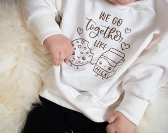 Sudadera oversize Leche y Galleta en color crema talla 62/68 - 122/128 - Jersey infantil jersey bebé estampado frontal