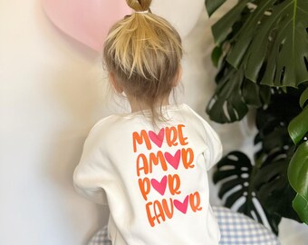 Sudadera oversize | "More Love For Love" | en color crema | Tallas 62/68 - 122/128 | Jersey para bebé/niño | Estampado delantero o trasero a elegir | Unisex