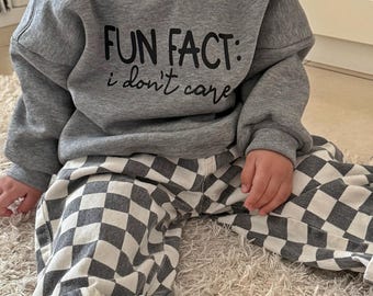 Sudadera oversize con estampado "I don't care" - Tallas 62/68 - 122/128 - Jersey infantil en gris - Estampado delantero o trasero a elegir - Jersey unisex