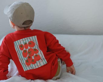 Jersey extragrande "Pomodoro" | Tallas 62/68 - 122/128 | Jersey | Rojo tomate | Estampado en la espalda | Jersey infantil