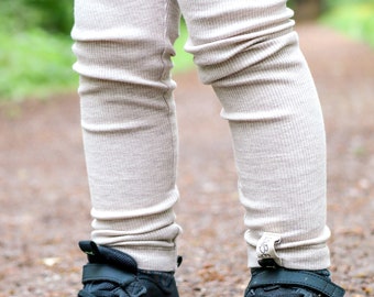Leggings - Ripp Leggings- beige meliert - Gr. 50/56 - 104/110 - Baby Leggings- Kinder Leggings - Ripp Jersey Hose