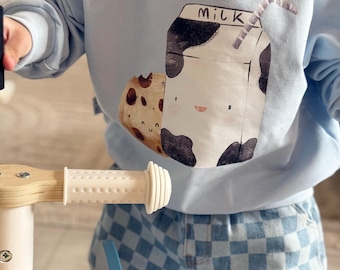 Sudadera oversize | Leche y Galletas | Tallas 62/68 - 122/128 | Felpa francesa | Crema | Suéter infantil | Suéter para bebé | Unisex