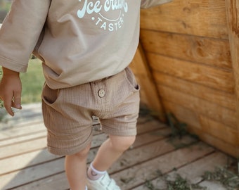Musselin Shorts in karamell - 50/56 - 110/116 - Kinder- Baby Shorts aus Musselin - kurze Sommer Hose