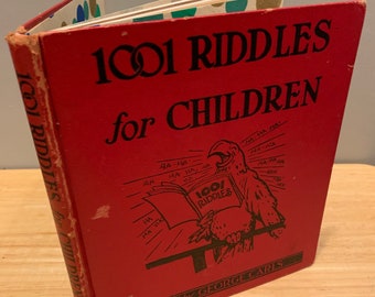 1001 Acertijos para niños (1949) - Diario de libros vintage / Cuaderno infantil reciclado / Regalo para bebés cosido a mano