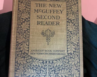 Nuevo segundo libro de lectura de McGuffey (1901): diario antiguo, cuaderno escolar reciclado, álbum de recortes de lectura