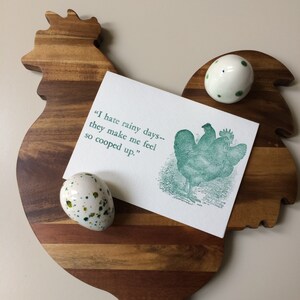 Chicken Cooped Up Letterpress Card - Humor Greeting / Handprinted Blank Card / Wanderlust