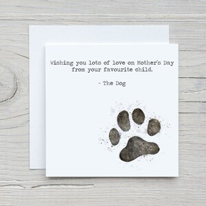 Niño favorito / Mamá de perro - Tarjeta del Día de la Madre / Tarjeta divertida / Mamá de perro / Tarjeta personalizada / Impresión de pata / Tarjeta de perro / Cachorro