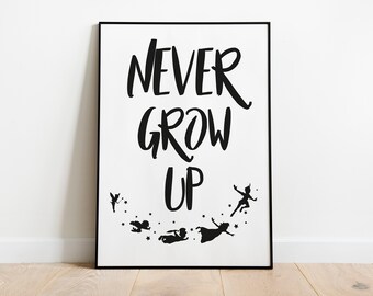 Lámina de Peter Pan "Nunca crezcas" - Decoración infantil (Descarga digital)