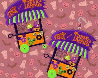 PRE ORDER 2" Trick or Treat Cart Dangly Earring Set