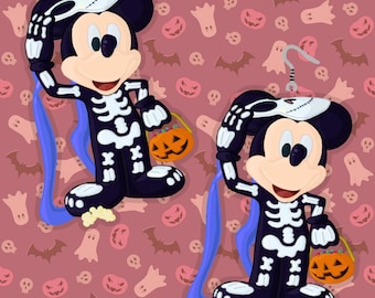 PRE ORDER Skeleton Mouse Popcorn Bucket Dangly Earring Set