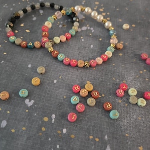 Custom Bracelets - Stone Rainbow Letters