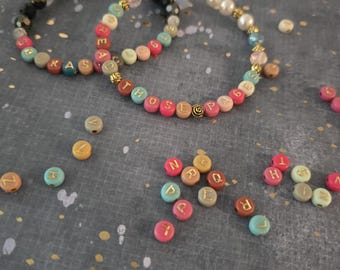 Custom Bracelets - Stone Rainbow Letters