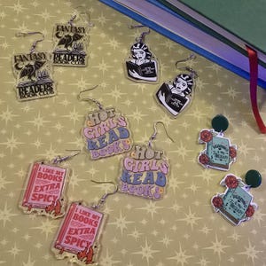 Acrylic Bookish Dangly Earring Set