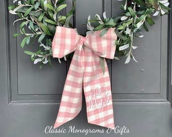 Baby Classic Embroidered Wreath Sash | Personalized Monogrammed | Cotton | Housewarming | Baby Bridal Shower | New Baby Decor Wrap Sash Bow