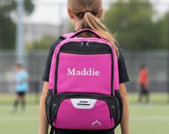 Girls Soccer Basketball Sport Backpack for Sports Custom Name Sports Ball Bag Personalized Athletic Gift for Active Girls School Travel