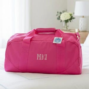 Embroidered Pink Duffel Bag Custom Kids Travel Duffle Bag Sports Dance Sleepover Camp Monogram Overnight Gift for Girls