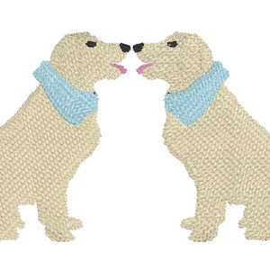 TWO GOLDEN RETRIEVERS White Classic Wreath Sash | Embroidered Personalized Monogrammed | Cotton | Golden Retriever