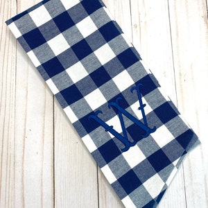 Navy Buffalo Plaid Check Classic Embroidered Wreath Sash Personalized Monogrammed Cotton Housewarming Wedding Summer Farmhouse image 9