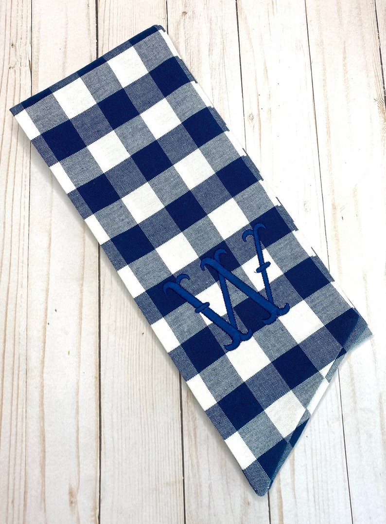 Navy Buffalo Plaid Check Classic Embroidered Wreath Sash Personalized Monogrammed Cotton Housewarming Wedding Summer Farmhouse image 9