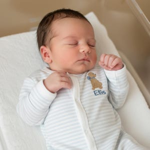 Ropa personalizada para bebé niño, pijama con monograma para bebé, pijama Golden Retriever, regalo para baby shower, pijama con nombre bordado