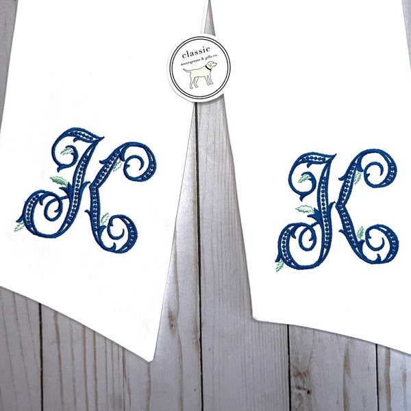 White Classic Embroidered Wreath Sash | Personalized | Monogrammed | Cotton | Housewarming | Wedding | Summer