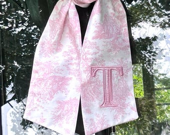Toile Wreath Sash | Classic Embroidered Personalized | Monogrammed | Housewarming | Wedding Bridal Baby Shower | Vintage Vine Monogram