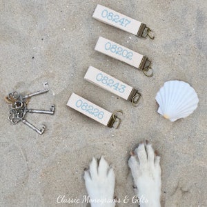 Zip Code Key Chain | Embroidered Custom Keychain | 100% Cotton Webbing | Oil Rubbed Bronze | Beach | Home | Personalized | Housewarming