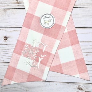 Pink Baby Classic Embroidered Wreath Sash | Personalized Monogrammed | Baby Bridal Shower Bow | New Baby Decor Wrap Sash Bow