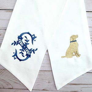 White Labrador Sash | Classic Embroidered Wreath Sash | Personalized | Monogrammed | Cotton | Labradoodle Goldendoodle Golden Lab Retriever