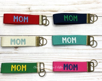 Mom Key Chain | Embroidered Custom Keychain | 100% Cotton Webbing | Oil Rubbed Bronze | Mama | Mommy | Nana | Stocking Stuffer