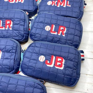Baseball Gestreifte Strap Buffer Gürteltasche | Gesteppte Bauchtasche | Monogrammierte personalisierte gestickte Crossbody | Mama Geburtstag Sideline School
