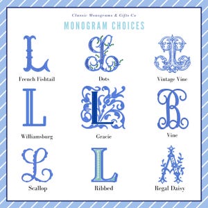 Blue Toile Wreath Sash | Classic Embroidered Personalized | Monogrammed | Housewarming | Wedding Bridal Baby Shower | Vintage Vine Monogram bild 7