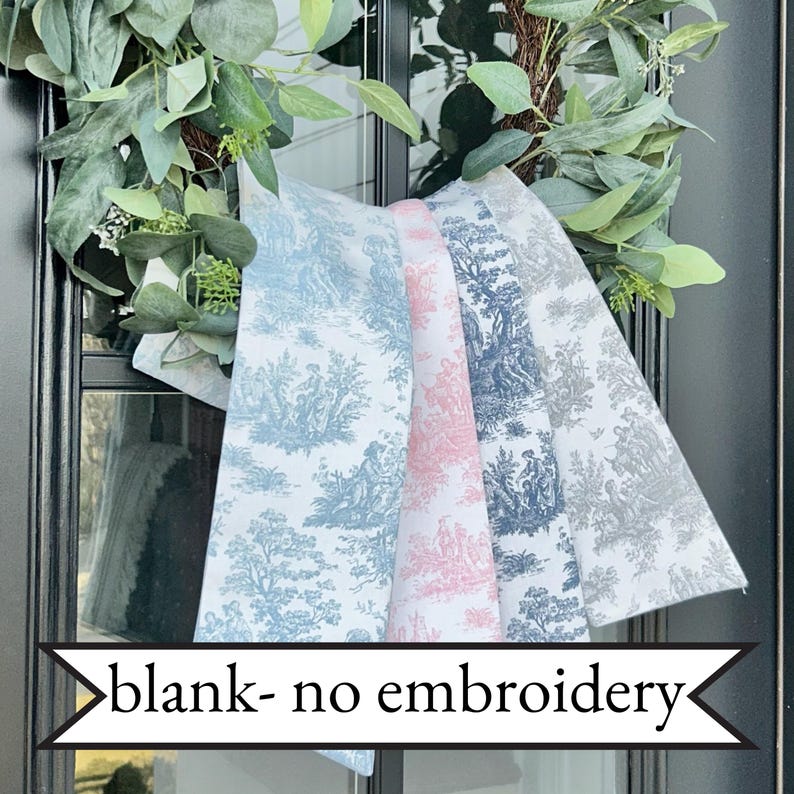 Blue Toile Wreath Sash | Classic Embroidered Personalized | Monogrammed | Housewarming | Wedding Bridal Baby Shower | Vintage Vine Monogram bild 13