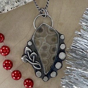 Handcrafted Sterling Silver Petoskey Stone Pendant