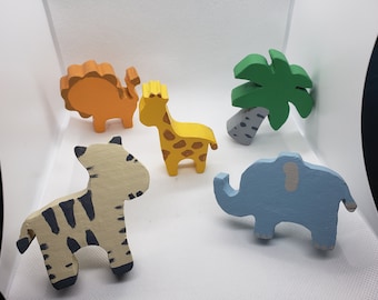 Boutons, poignées de tiroirs en forme d'animal de safari fabriqués et peints à la main