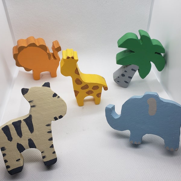 Hand made, hand painted safari animal knobs, drawer pulls